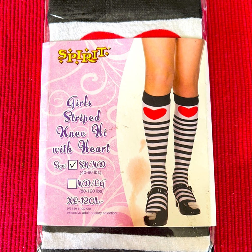 Girls Striped Knee Hi with Heart